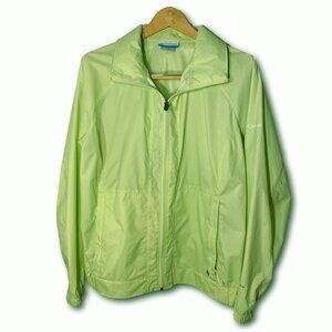 Yellow/Green Windbreaker/Rain Jacket w Vented Back & Hood by Columbia Size XL